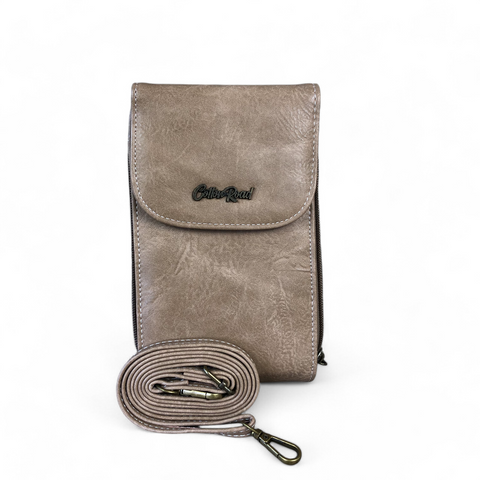 Cotton Road Sling Bag: KHAKI PU Leather Mini Cellphone Sling