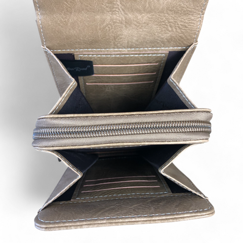 Cotton Road Sling Bag: KHAKI PU Leather Mini Cellphone Sling