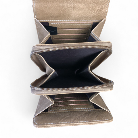 Cotton Road Sling Bag: KHAKI PU Leather Mini Cellphone Sling