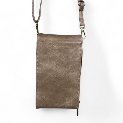 Cotton Road Sling Bag: KHAKI PU Leather Mini Cellphone Sling