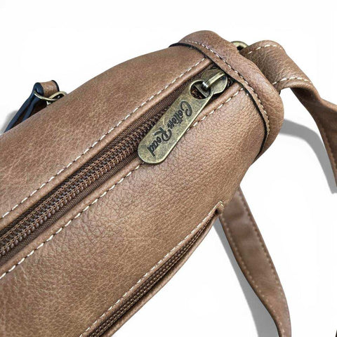 Cotton Road Sling Bag: KHAKI PU Leather Sling Bag