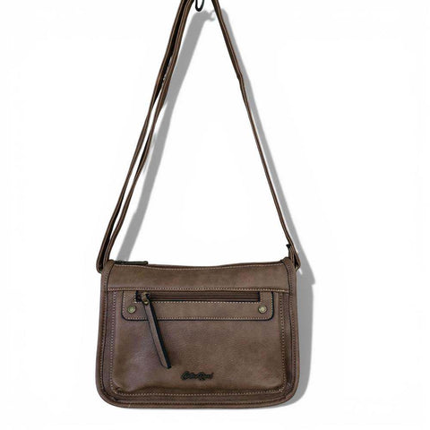 Cotton Road Sling Bag: KHAKI PU Leather Sling Bag