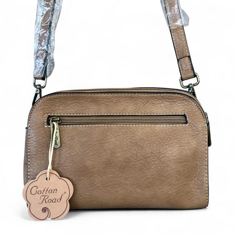 Cotton Road Sling Bag: KHAKI PU Leather Sling Bag