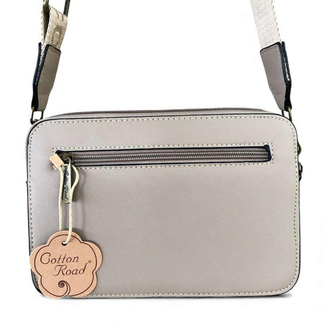 Cotton Road Sling Bag: KHAKI PU Leather Sling Bag with BRANDED STRAP