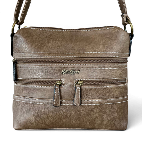 Cotton Road Sling Bag: KHAKI PU Leather with Multiple Storage
