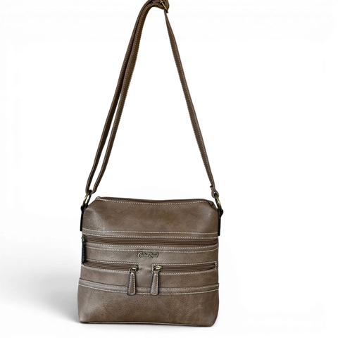 Cotton Road Sling Bag: KHAKI PU Leather with Multiple Storage