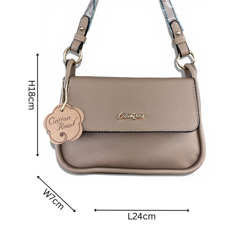 Cotton Road Sling Bag: KHAKI PU Leather with Shoulder Strap