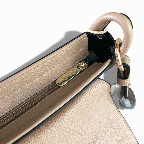 Cotton Road Sling Bag: KHAKI PU Leather with Shoulder Strap