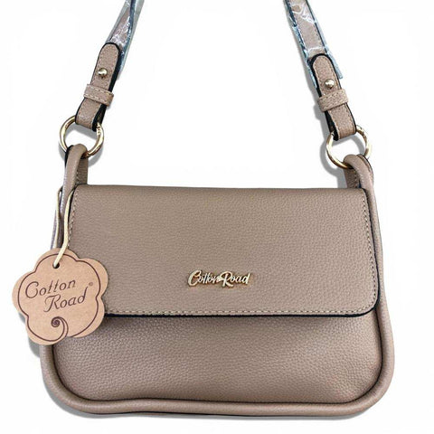 Cotton Road Sling Bag: KHAKI PU Leather with Shoulder Strap