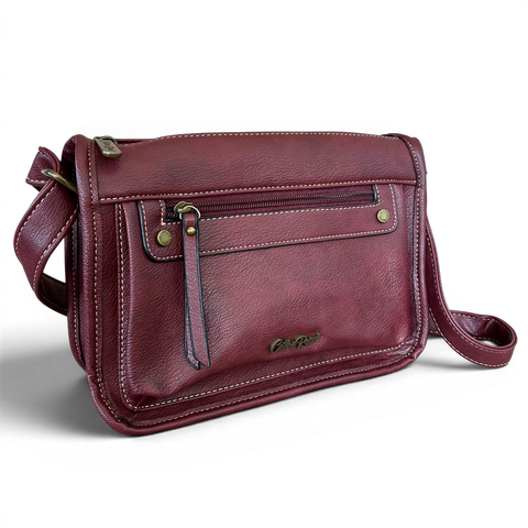 Cotton Road Sling Bag: Maroon PU Leather Crossbody for Versatile Style