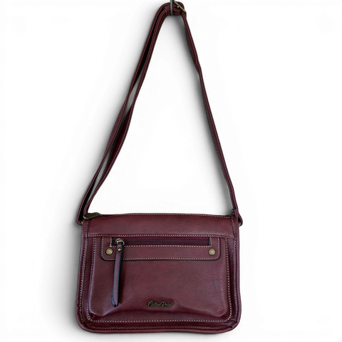 Cotton Road Sling Bag: Maroon PU Leather Crossbody for Versatile Style