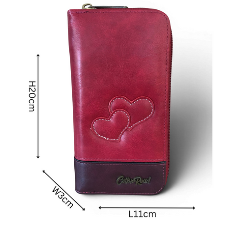 Cotton Road Sling Bag: Maroon Red PU Leather Crossbody with Matching Hearts Wallet