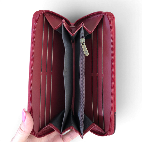 Cotton Road Sling Bag: Maroon Red PU Leather Crossbody with Matching Hearts Wallet
