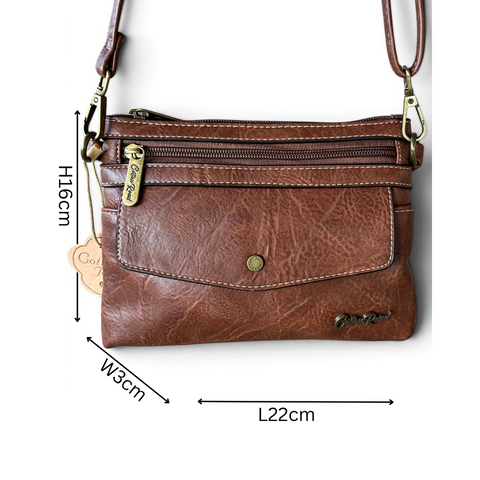 Cotton Road Sling Bag: Mini Brown PU Leather for Stylish Storage