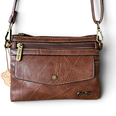 Cotton Road Sling Bag: Mini Brown PU Leather for Stylish Storage