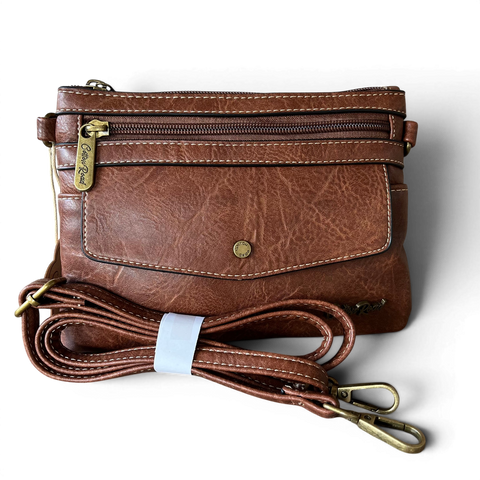 Cotton Road Sling Bag: Mini Brown PU Leather for Stylish Storage