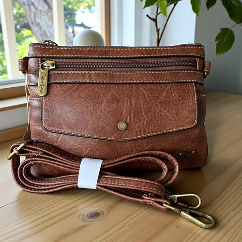 Cotton Road Sling Bag: Mini Brown PU Leather for Stylish Storage