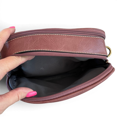 Cotton Road Sling Bag: PINK PROTEA Design PU Leather Crossbody with BRANDED STRAP