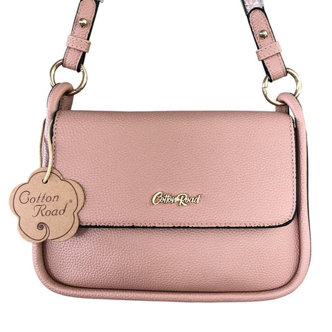 Cotton Road Sling Bag: PINK PU Leather Sling Bag with Shoulder Strap