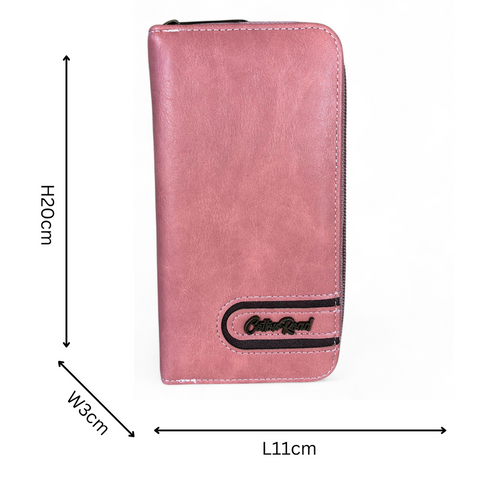 Cotton Road Sling Bag: PINK PU Leather with Shoulder Strap and Matching Wallet