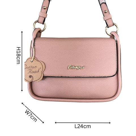 Cotton Road Sling Bag: PINK PU Leather with Shoulder Strap and Matching Wallet