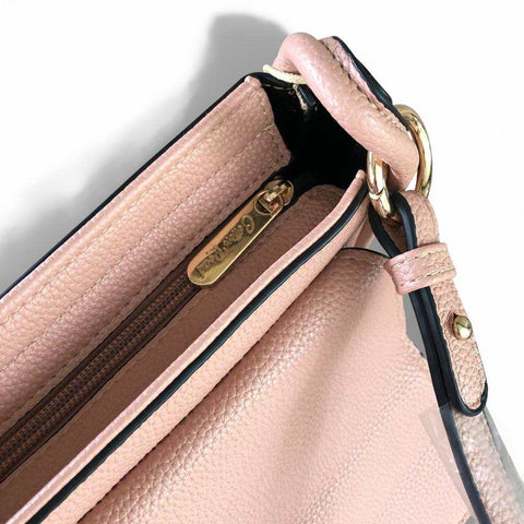 Cotton Road Sling Bag: PINK PU Leather with Shoulder Strap and Matching Wallet