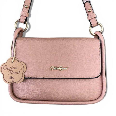Cotton Road Sling Bag: PINK PU Leather with Shoulder Strap and Matching Wallet