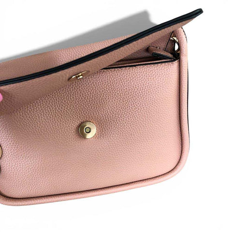 Cotton Road Sling Bag: PINK PU Leather with Shoulder Strap and Matching Wallet