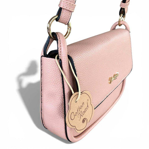 Cotton Road Sling Bag: PINK PU Leather with Shoulder Strap and Matching Wallet