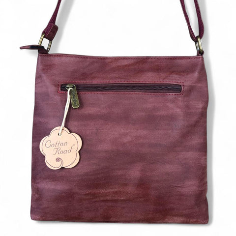 Cotton Road Sling Bag: RED PU Leather Sling Bag with Pockets