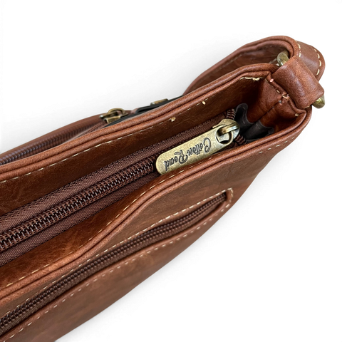 Cotton Road Sling Bag: Stylish BROWN Protea Design PU Leather Crossbody for women