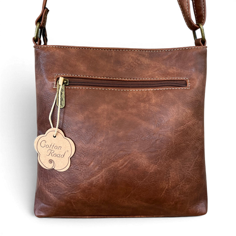 Cotton Road Sling Bag: Stylish BROWN Protea Design PU Leather Crossbody for women