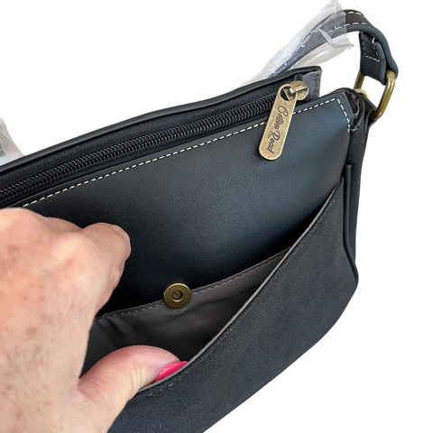 Cotton Road Sling Bag: Stylish Black PU Leather Crossbody for Women