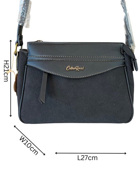 Cotton Road Sling Bag: Stylish Black PU Leather Crossbody for Women