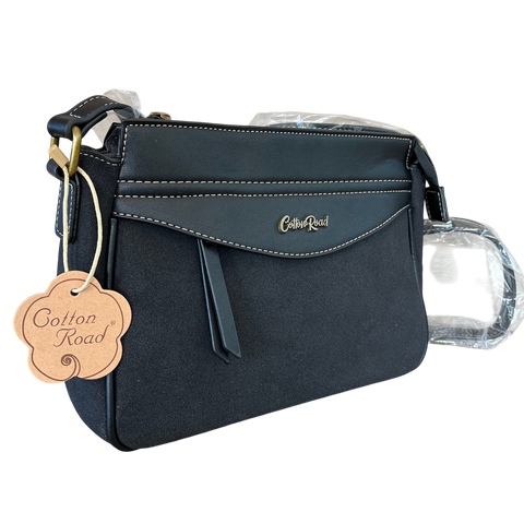 Cotton Road Sling Bag: Stylish Black PU Leather Crossbody for Women