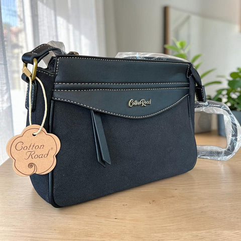 Cotton Road Sling Bag: Stylish Black PU Leather Crossbody for Women
