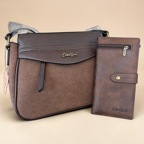 Cotton Road Sling Bag: Stylish COFFEE BROWN PU Leather Crossbody with Matching Wallet