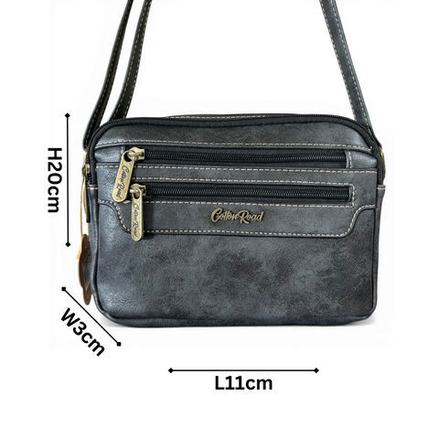 Cotton Road Sling Bag: Stylish Charcoal Black PU Leather Sling