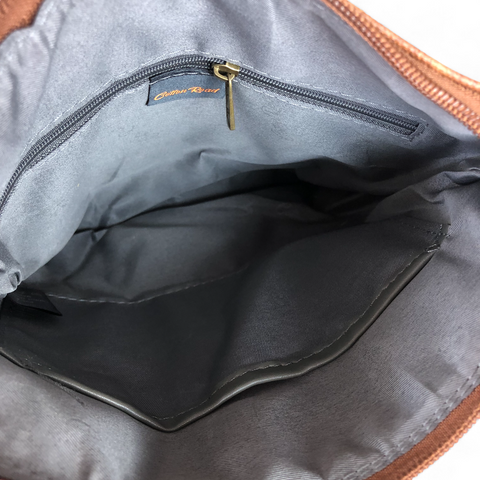 Cotton Road Sling Bag: TAN BROWN FLORAL Printed PU Leather Sling Bag