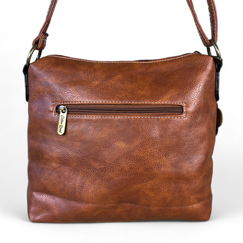 Cotton Road Sling Bag: TAN BROWN PU Leather with Multiple Storage