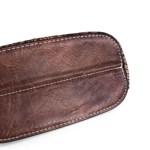 Cotton Road Sling Bag: TAN PU Leather Sling Bag with EMBOSSED FLOWERS