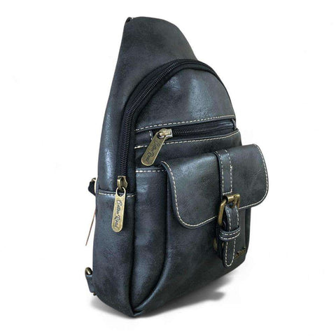 Cotton Road Sling Bag: UNISEX Black PU Leather for Stylish Everyday Use