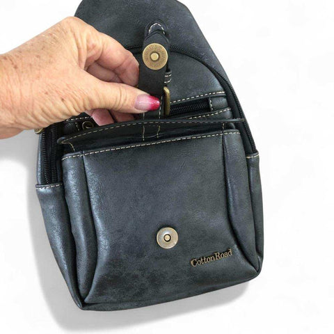Cotton Road Sling Bag: UNISEX Black PU Leather for Stylish Everyday Use