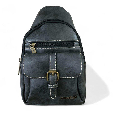 Cotton Road Sling Bag: UNISEX Black PU Leather for Stylish Everyday Use