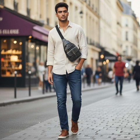 Cotton Road Sling Bag: UNISEX Black PU Leather for Stylish Everyday Use
