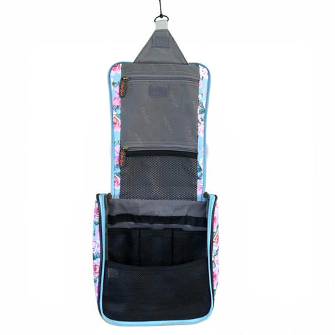 Cotton Road Toiletry Bag: BLUE FLORAL PVC Hanging Vanity Bag