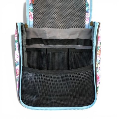 Cotton Road Toiletry Bag: BLUE FLORAL PVC Hanging Vanity Bag