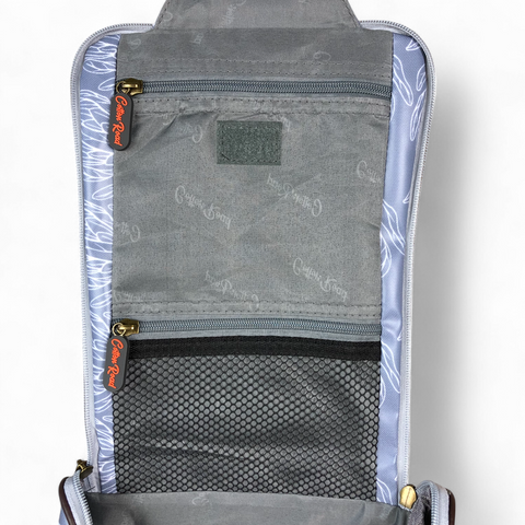 Cotton Road Toiletry Bag: BLUE PVC Hanging Vanity Bag with PROTEAS