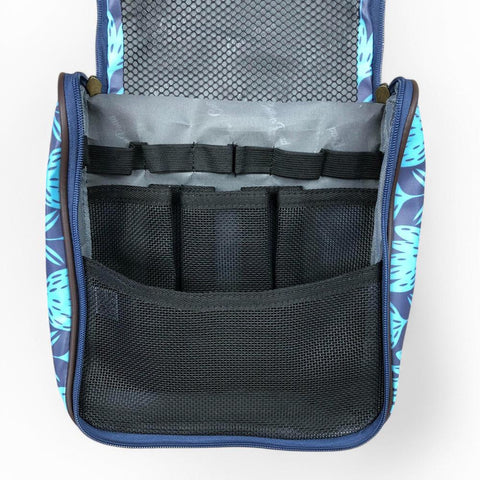 Cotton Road Toiletry Bag: BLUE PVC Hanging Vanity Bag with PROTEAS