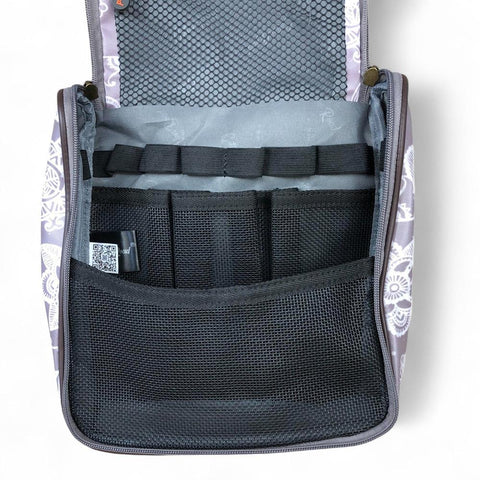 Cotton Road Toiletry Bag: BROWN PVC Hanging Vanity Bag with PAISLEY Print